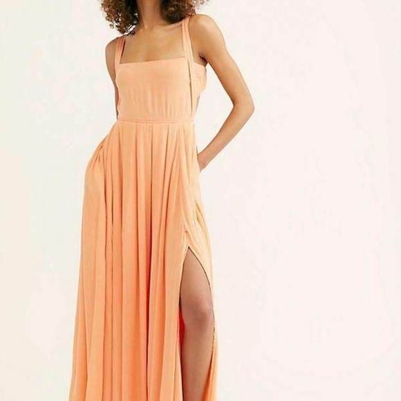 Free People Yes Please Sexy Strappy Open Back Side Slit Maxi Dress - Picture 4 of 11